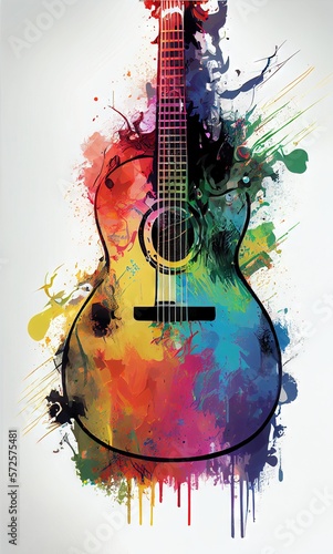 Guitar. Music graphite poster, background, wallpaper. Printable artwork.