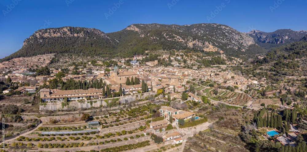 Valldemossa, aerial view, Majorca, Balearic Islands, Spain