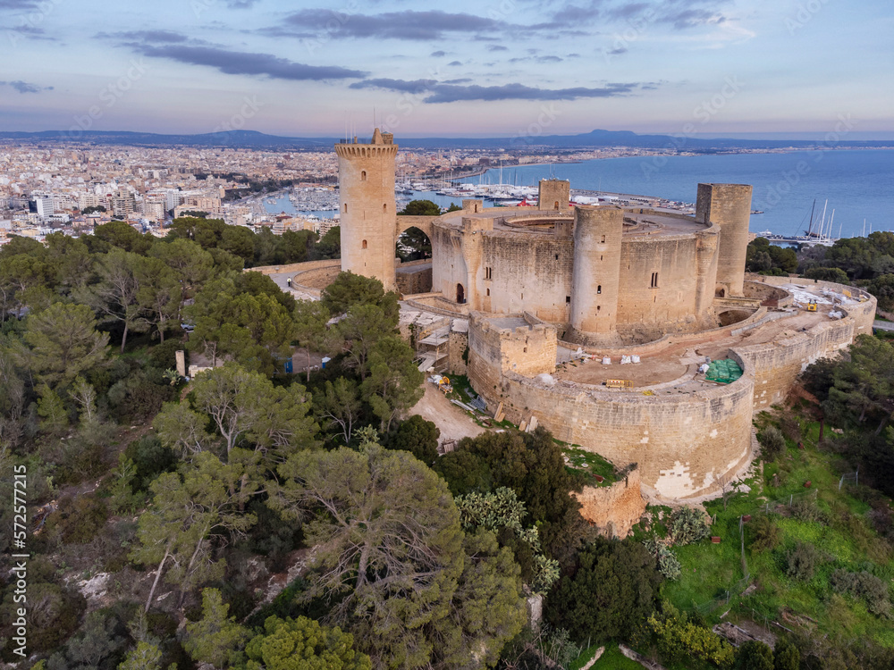 Fototapeta premium Bellver castle on the bay of Palma, Majorca, Balearic Islands, Spain
