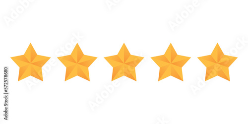 Five stars icon in flat style. Customer product rating vector illustration on isolated background. Review feedback sign business concept.