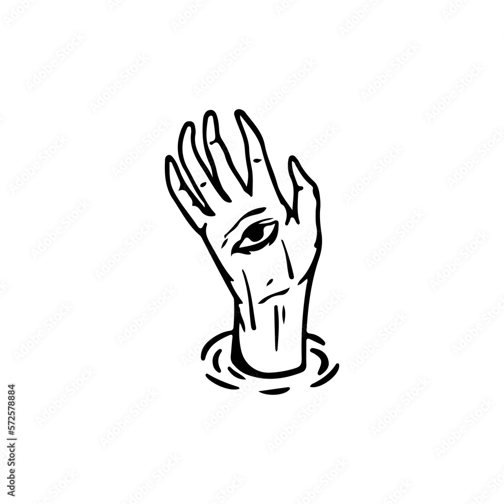 vector illustration of a hand with an eye vector illustration of a hand with an eye