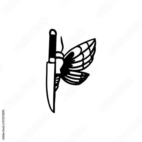 vector illustration of knife with butterfly