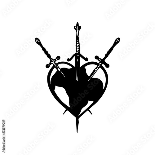 vector illustration of sword piercing heart