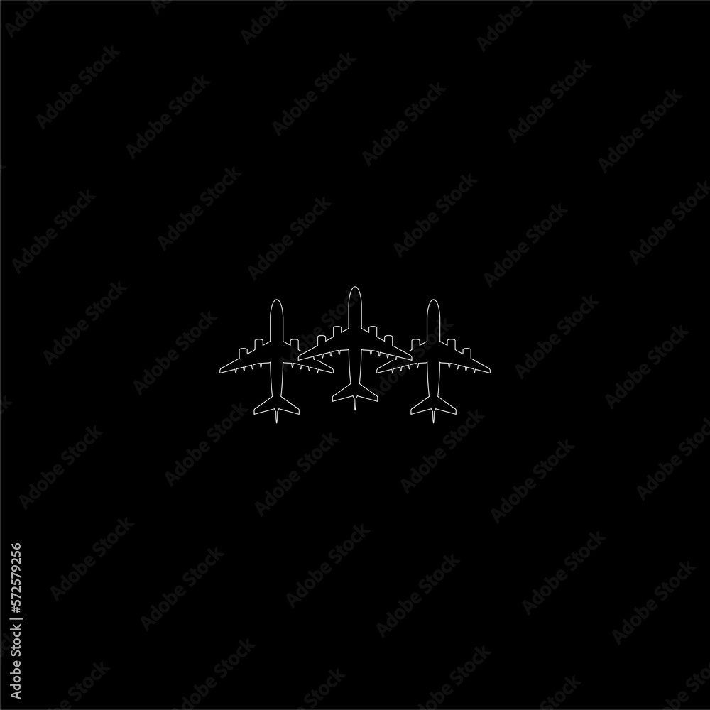 Fototapeta premium Airplanes icon isolated on dark background