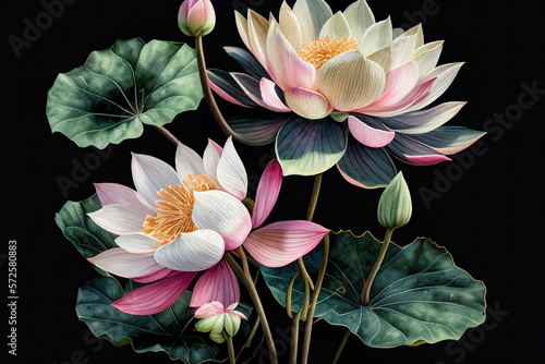 Lotus Flowers, Illustration, Generative AI