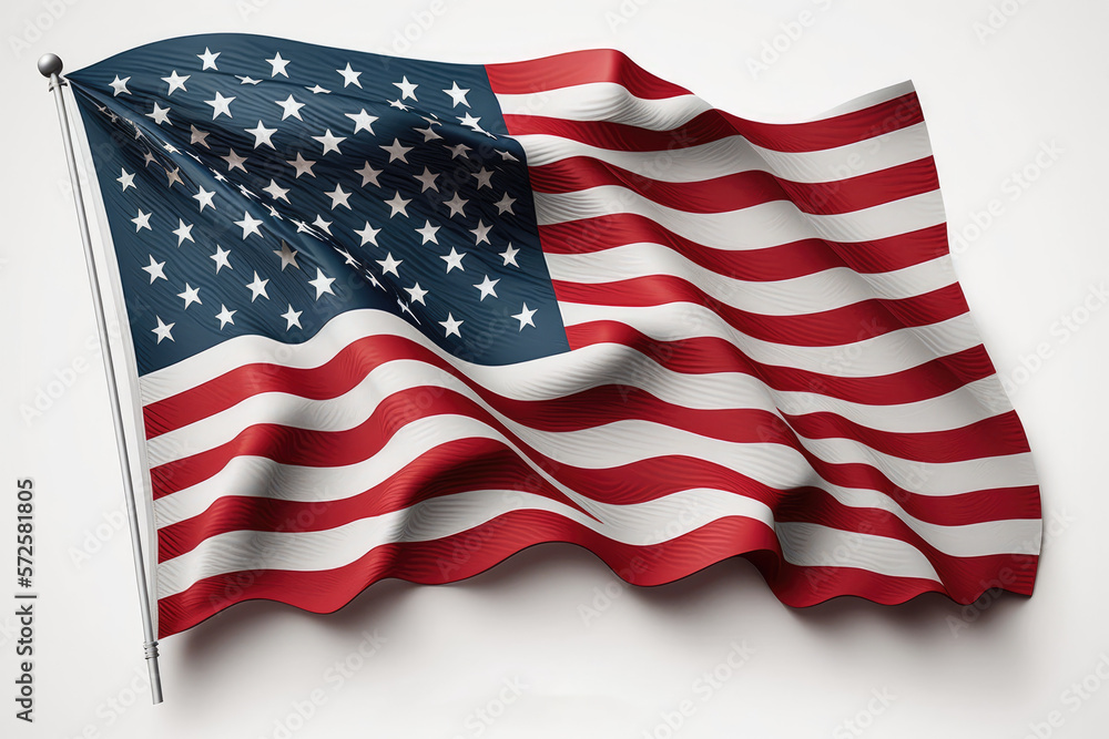 Obraz premium Flag of USA 3d vector of realistic waving USA. National banner of USA with white and red crosses on red background
