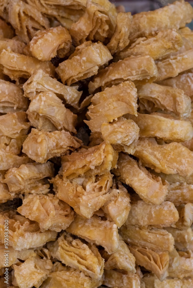 Crispy Sweets Heap in a Village Fair for Selling in Vertical Orientational Crispy Sweets Heap in a Village Fair for Selling in Vertical Orientational