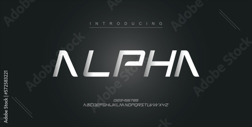 Alpha digital modern alphabet new font. Creative abstract urban, futuristic, fashion, sport, minimal technology typography. Simple vector illustration with number