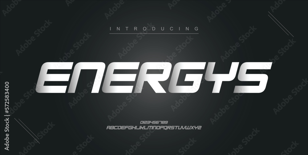 Energys digital modern alphabet new font. Creative abstract urban, futuristic, fashion, sport, minimal technology typography. Simple vector illustration with number