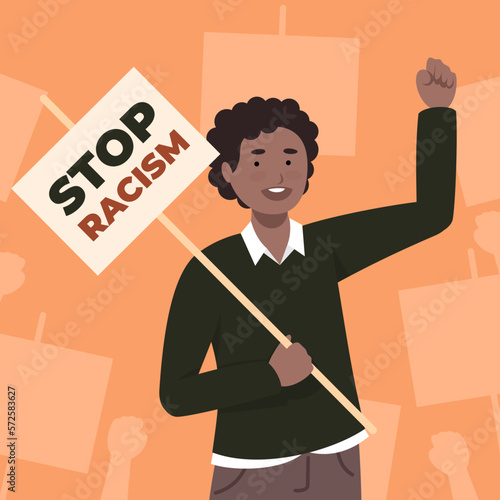 Ilustración de chico en protesta contra el racismo