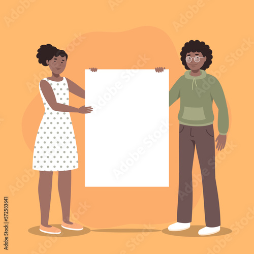 Ilustración de hombre y mujer en protesta contra el racismo
