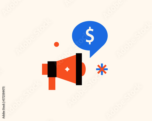 Geometric money illustration. Vector  finance icon in flat design art.
