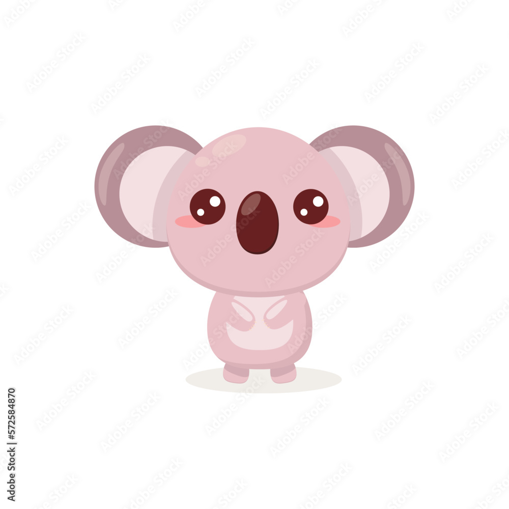 Naklejka premium Vector character koala on a white background. Usage: children's clothing, coloring book, children's book, postcards, posters, invitations, tickets, prints and holidays, for websites, social networks