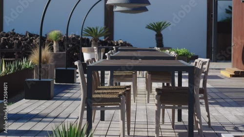 Wallpaper Mural Beautiful terrace overview with tables and chairs in a mansion in Frontignan, France. Torontodigital.ca