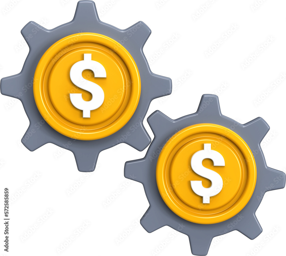3d icon of money gears 3d icon of money gears
