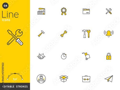 Work and basic line icons collection, editable strokes. For mobile concepts and web apps. Vector illustration, clean flat design