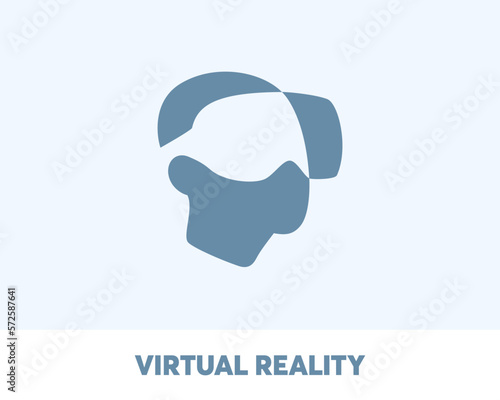 Virtual reality glasses on head icon and logo, vector illustration