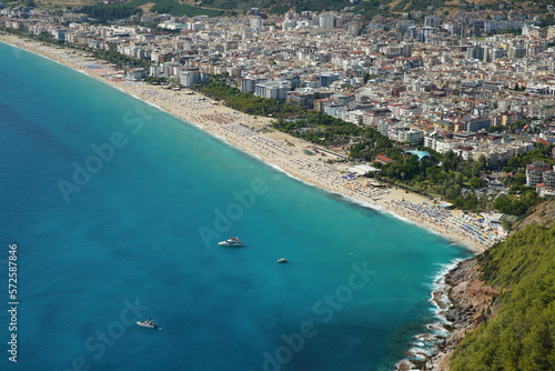 Fototapeta Naklejka Na Ścianę i Meble -  Aerial View of Alanya Town in Antalya, Turkiye
