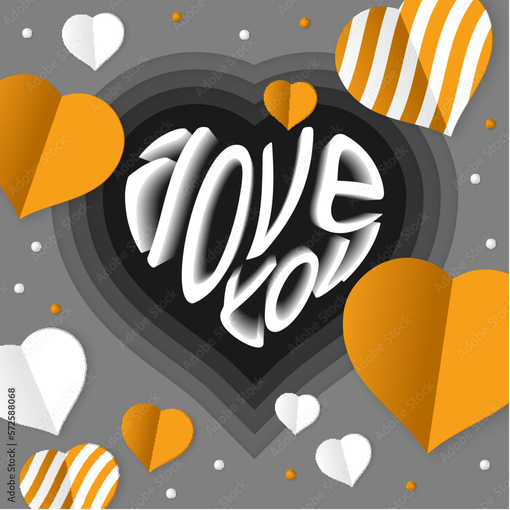 Obraz premium 3d heart with I love you. Happy Valentine's day poster.