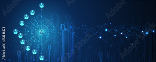 Quantum processing. Deep learning artificial intelligence. Future new technology  for business or science presentation