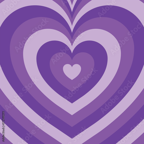 Purple heart background in retro style. Love wallpaper design.