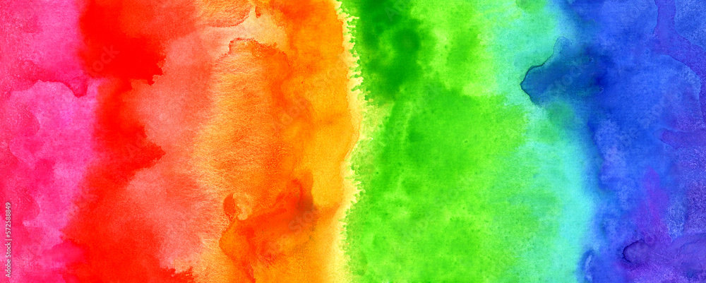 hand drawn abstract watercolor background, rainbow for your design