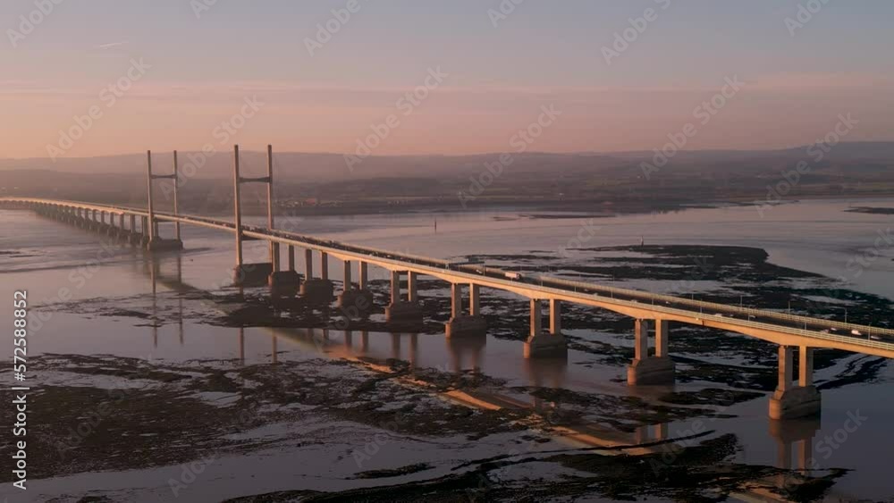 custom made wallpaper toronto digital4k drone footage of the Severn Bridge at sunset in Gloucestershire, UK