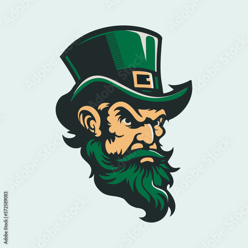 Vector of serious irish leprechaun. Logo mascot patrick's day