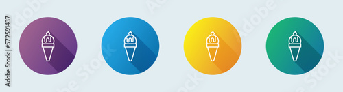 Ice cream line icon in flat design style. Cone signs vector illustration.