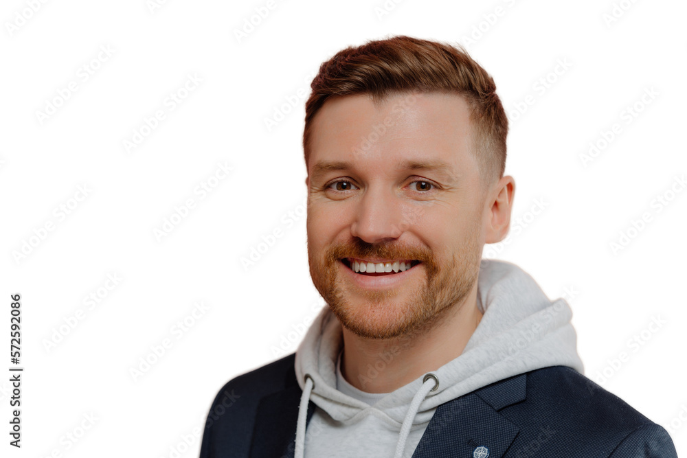Young cheerful handsome man on pink background Young cheerful handsome man on pink background
