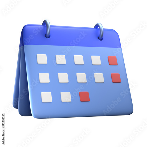 3D Illustration of Monthly Calendar