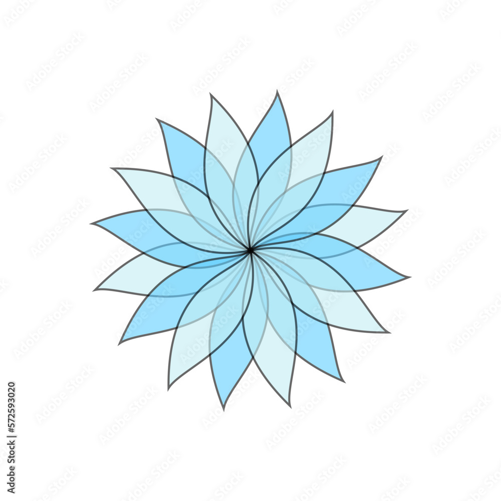 Blue flower with one line outline on white background Blue flower with one line outline on white background
