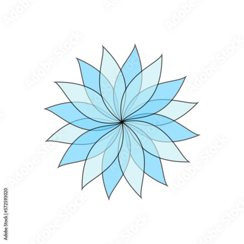 Blue flower with one line outline on white background