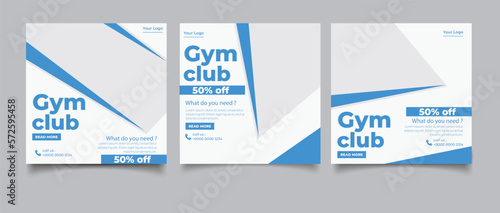 Gym and fitness social media post banner or square flyer template