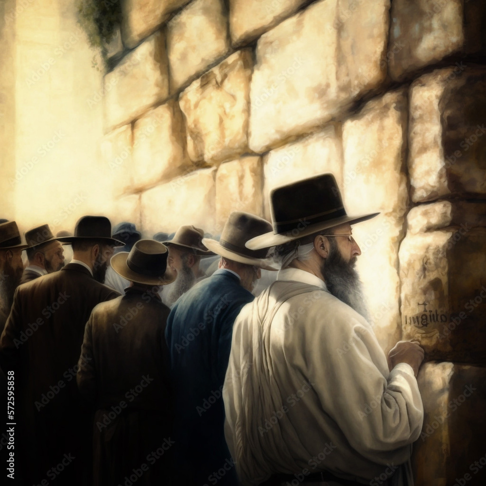 Fototapeta premium Israel, Wailing Wall, people pray near the wall. History