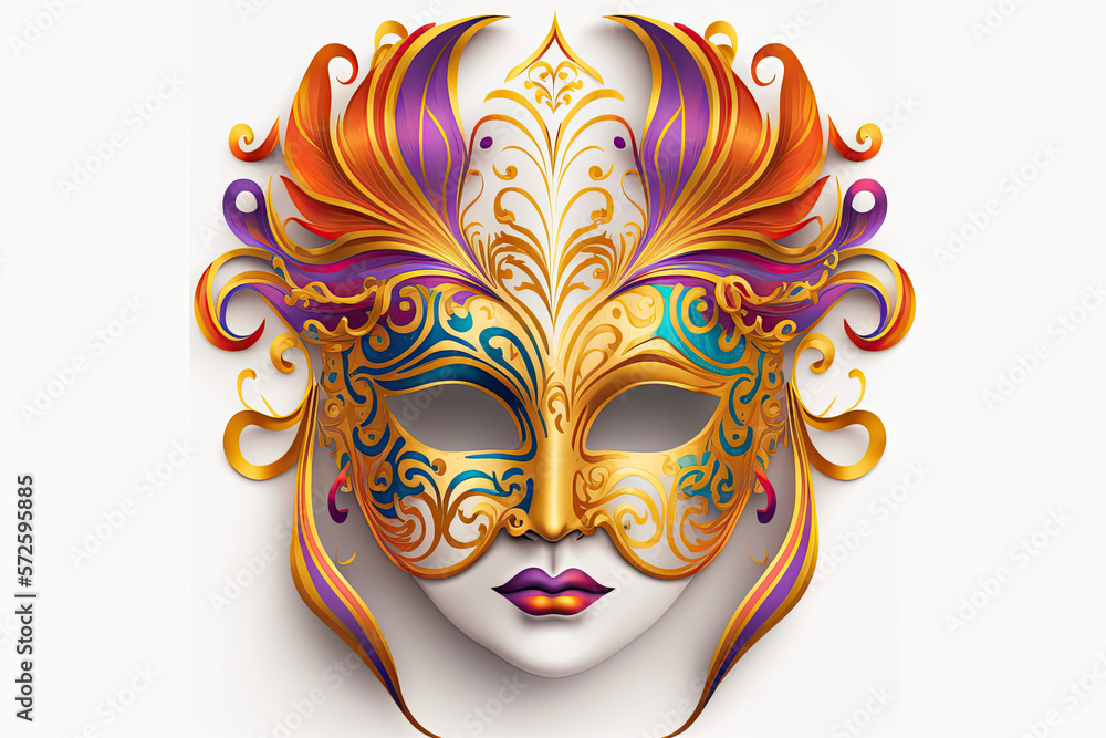 A Festive golden Mardi Gras Mask Illustration