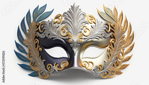 Beautiful Illustration of a Mardi Gras Mask in silver and Gold
