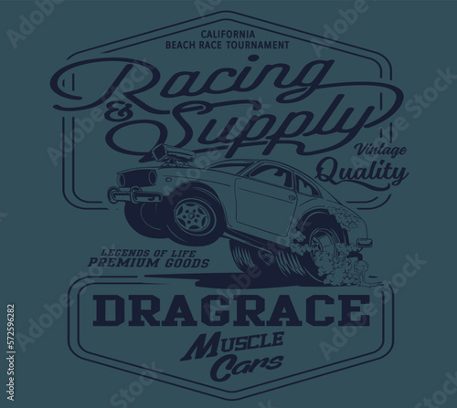 vector muscle car and hot rod racing car illustration for t shirt print