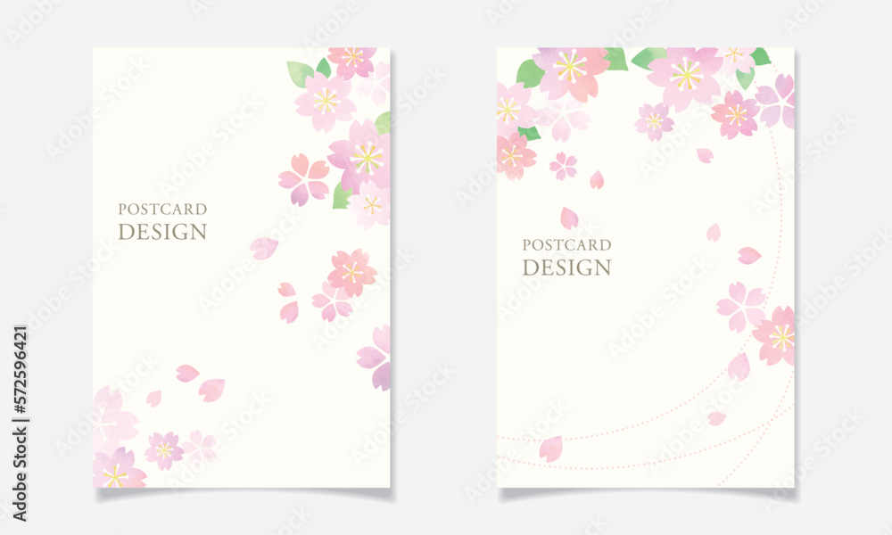 桜の花びらをモチーフにしたポストカードデザインJ