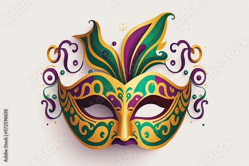 colorful Mardi Gras Mask Illustration isolated on white background