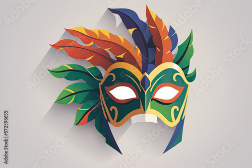 minimal Festival Mask Illustration wiith feather