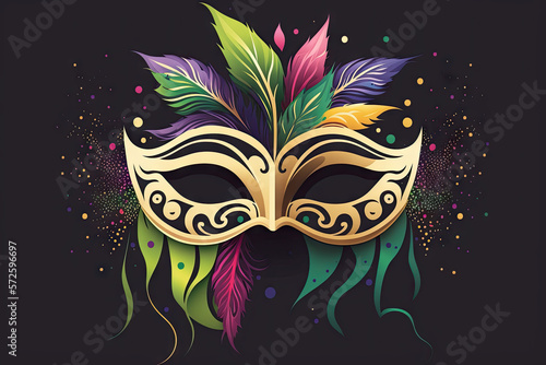 Carnival Mask Illustration on dark grey background