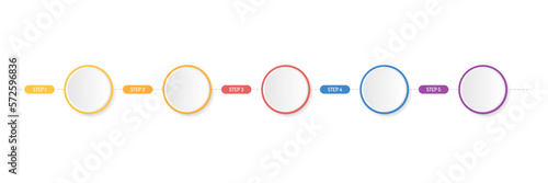Blank presentation business infographic template. 5 steps modern timeline diagram with circle progress, vector illustration