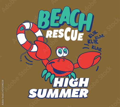 vector comic crab beach rescue illustration