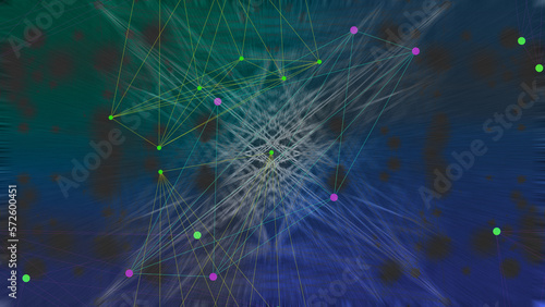 Abstract node network background image.