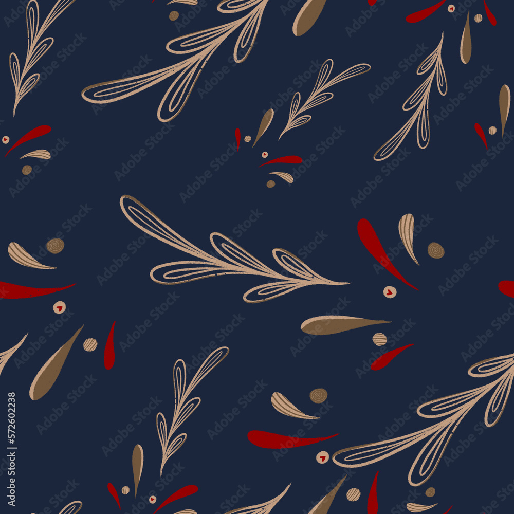 Fototapeta premium Seamless floral pattern, plants, flowers