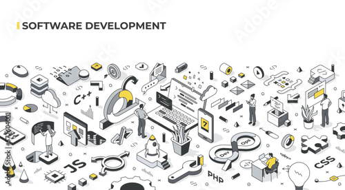 Software Development Isometric Banner
