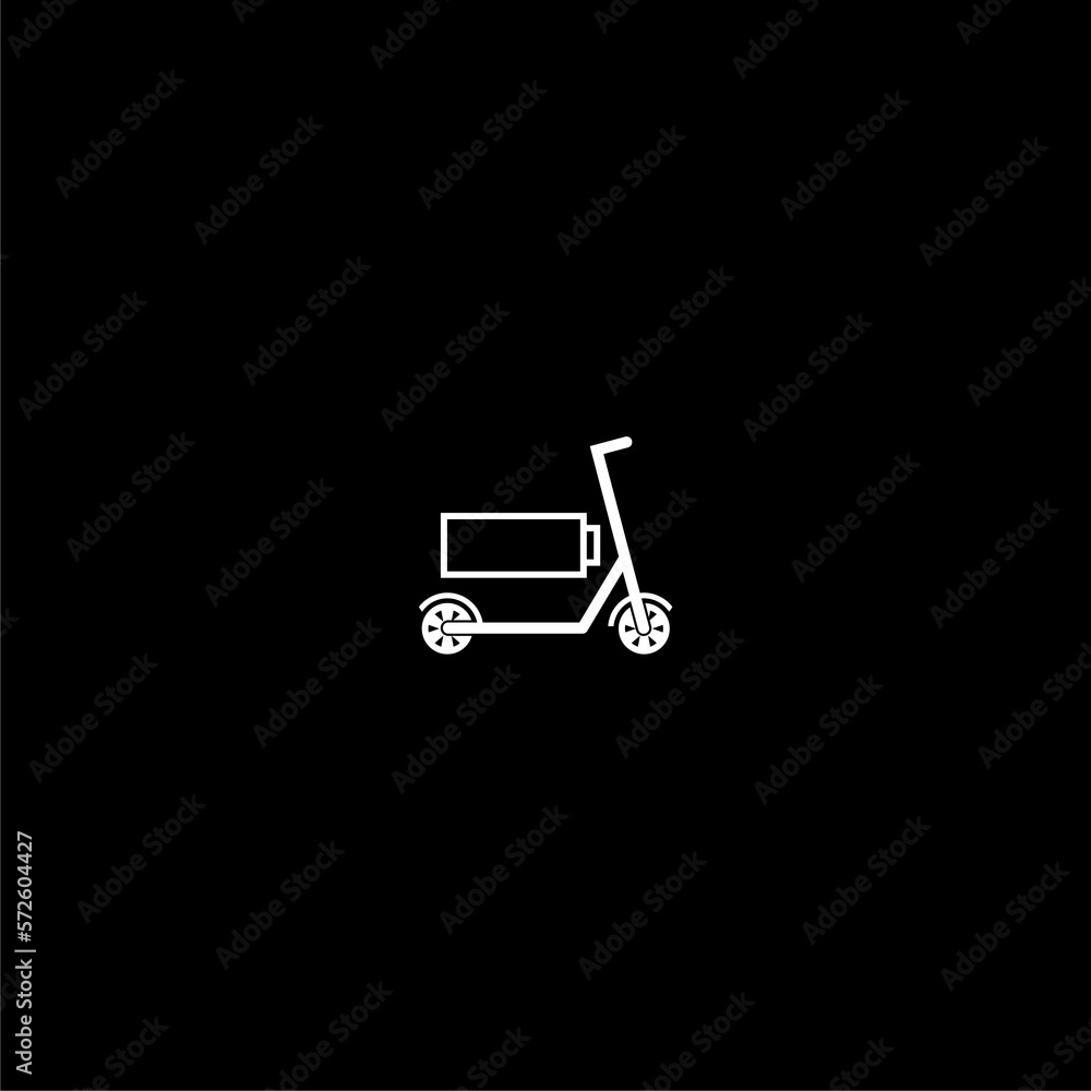 Electric kick scooter icon isolated on dark background