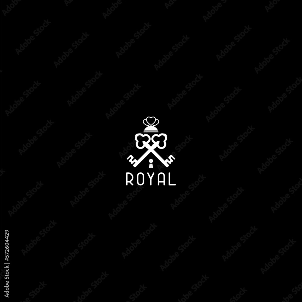 Elegant royal crossed keys logo icon isolated on dark background Elegant royal crossed keys logo icon isolated on dark background