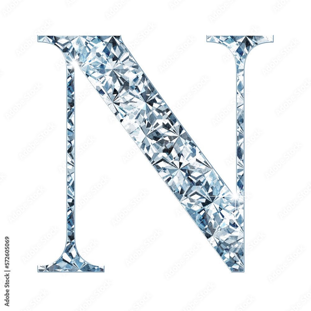 Obraz premium Shining Diamonds Alphabet or Font Set for luxurious and elegant design. Letters in uppercase and lowercase. Part of a set with numbers, punctuation marks and symbols.